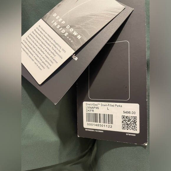 Lululemon Stretch-Seal down filled parka, men’s large, dark forest - Picture 5 of 5